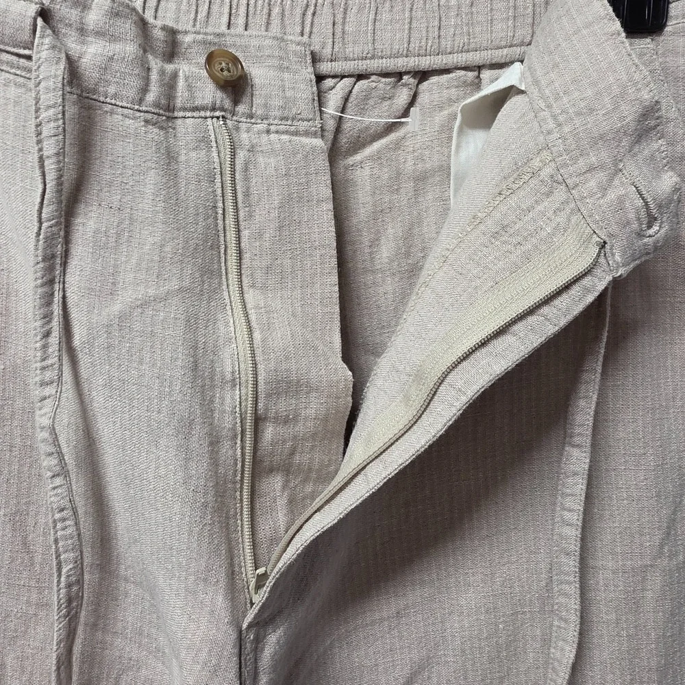 Havana Nines Womens M Taupe Linen Rayon Pull On Casual Beach Pants